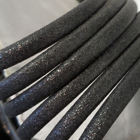 LN Vintage Black Cork w/ Glitter Piping Platforms - Picture 10 of 12